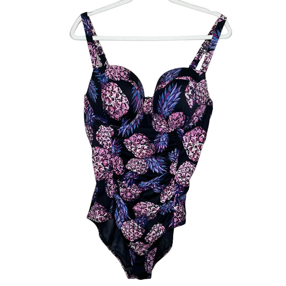 Torrid Pineapple Push - Up Demi Slim Fix Swimsuit Size 0 Large F cup Underwire